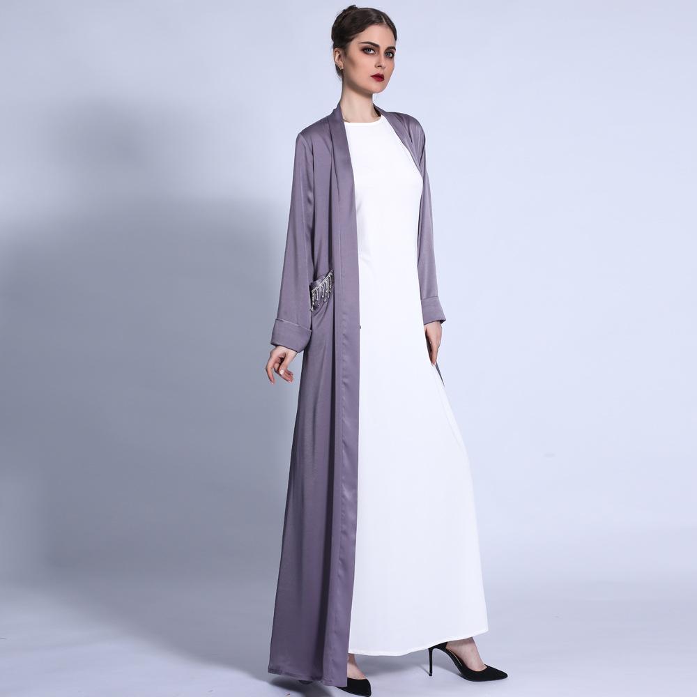 HASASERIES HS0432 Solid Color Wide Cuff Cardigan Lace-up Dress