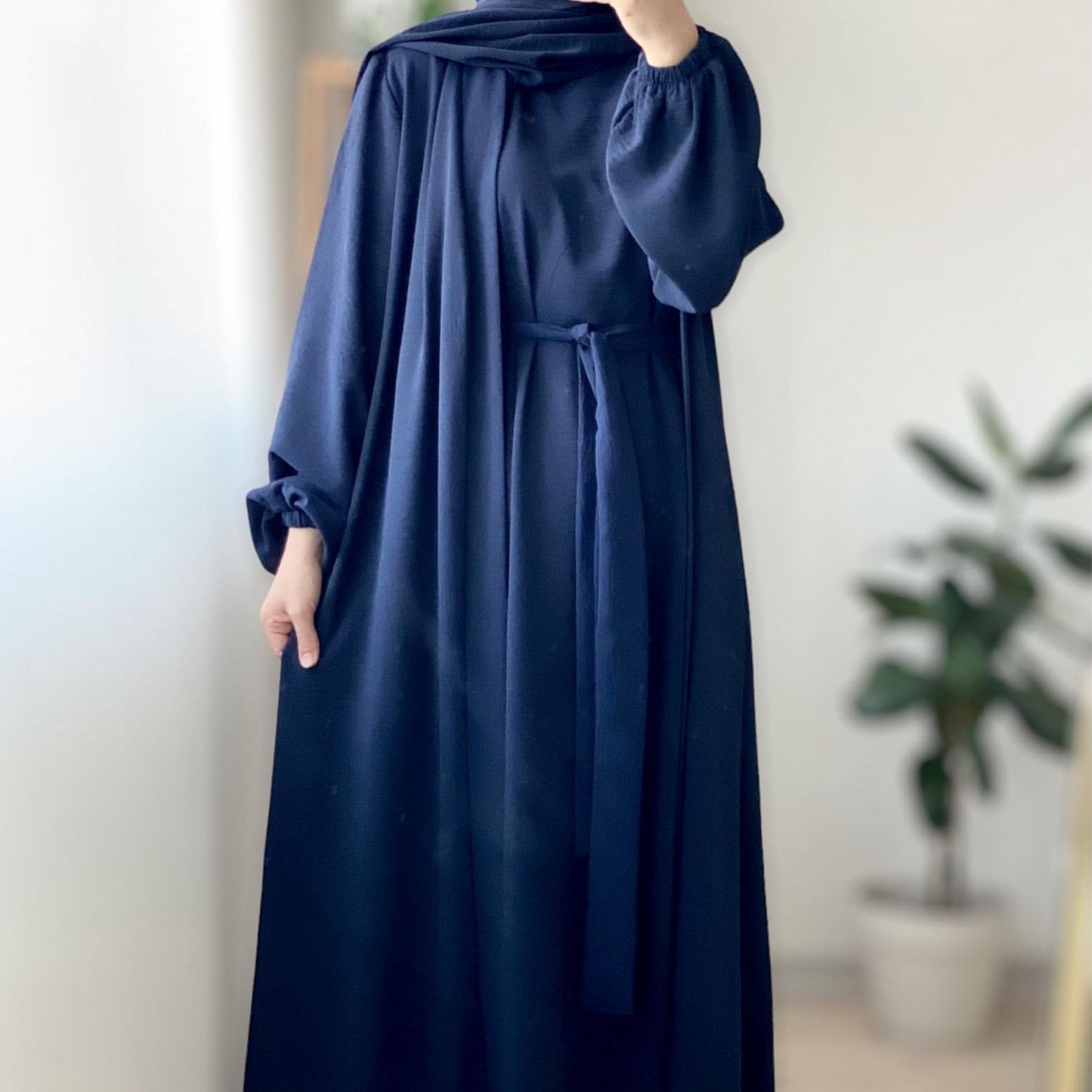 HASASERIES HS0995 3pcs Cardigan+without Sleeves Inner Dress+Hijab