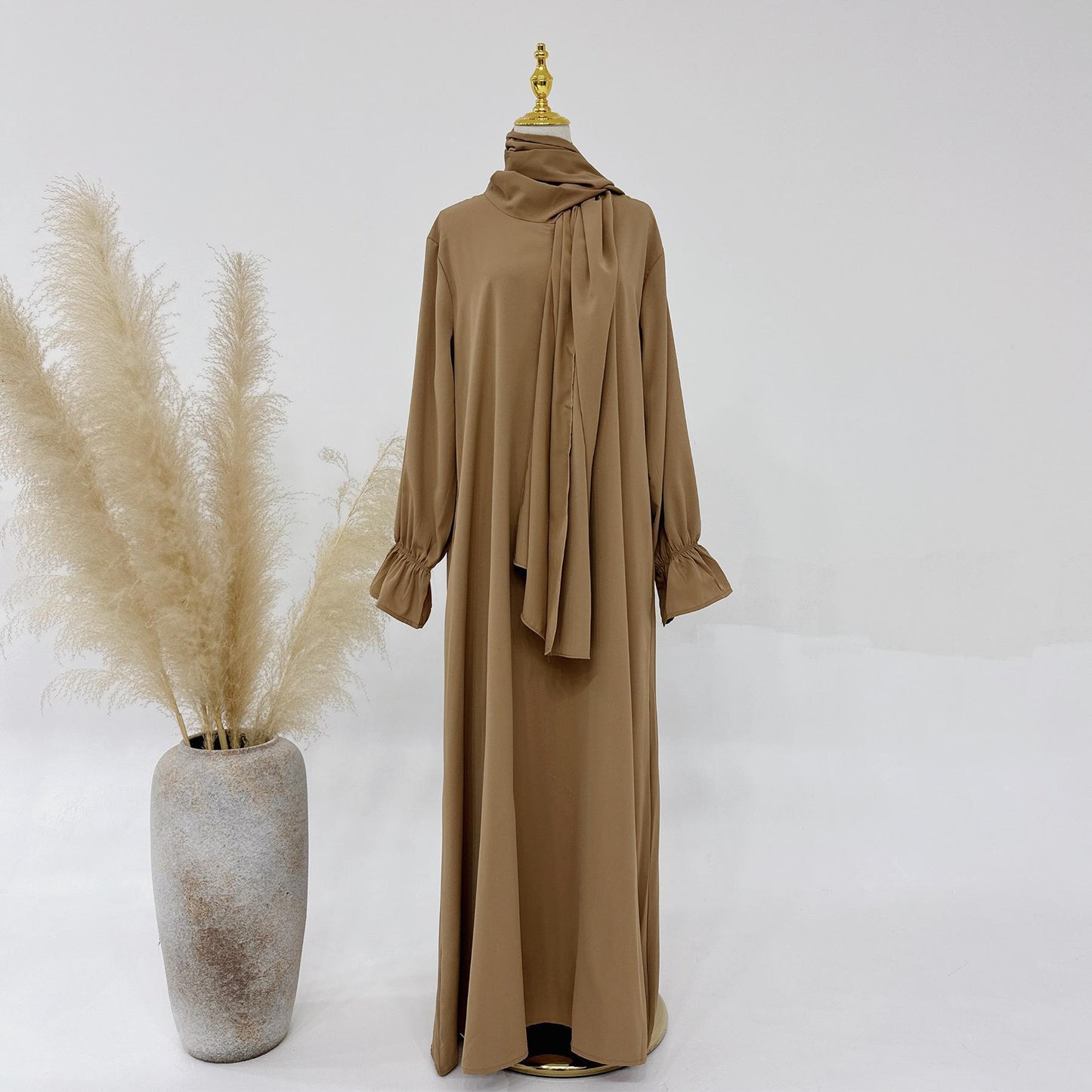 HASASERIES HS1173 Solid Color Hooded Abaya with Side Pocket