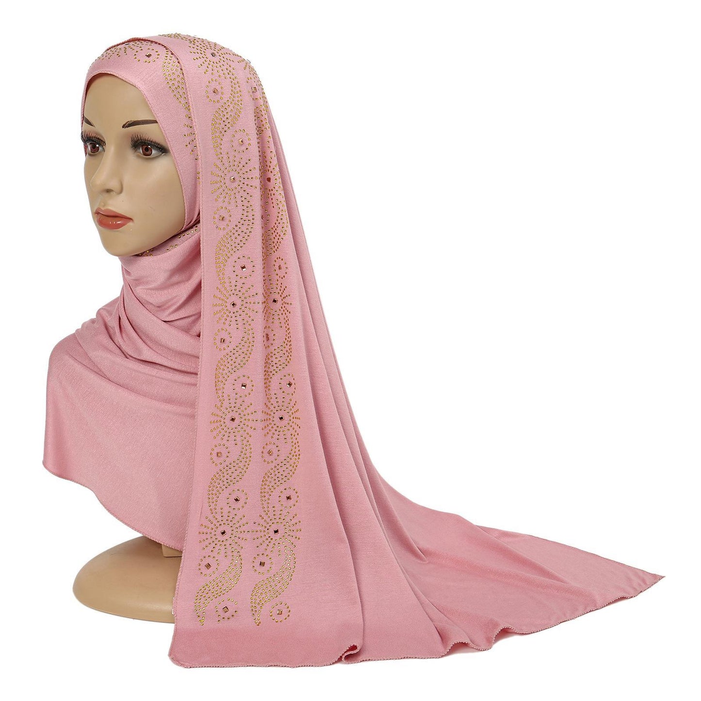 HASASERIES HS1145 Solid Color Rhinestone Headscarf