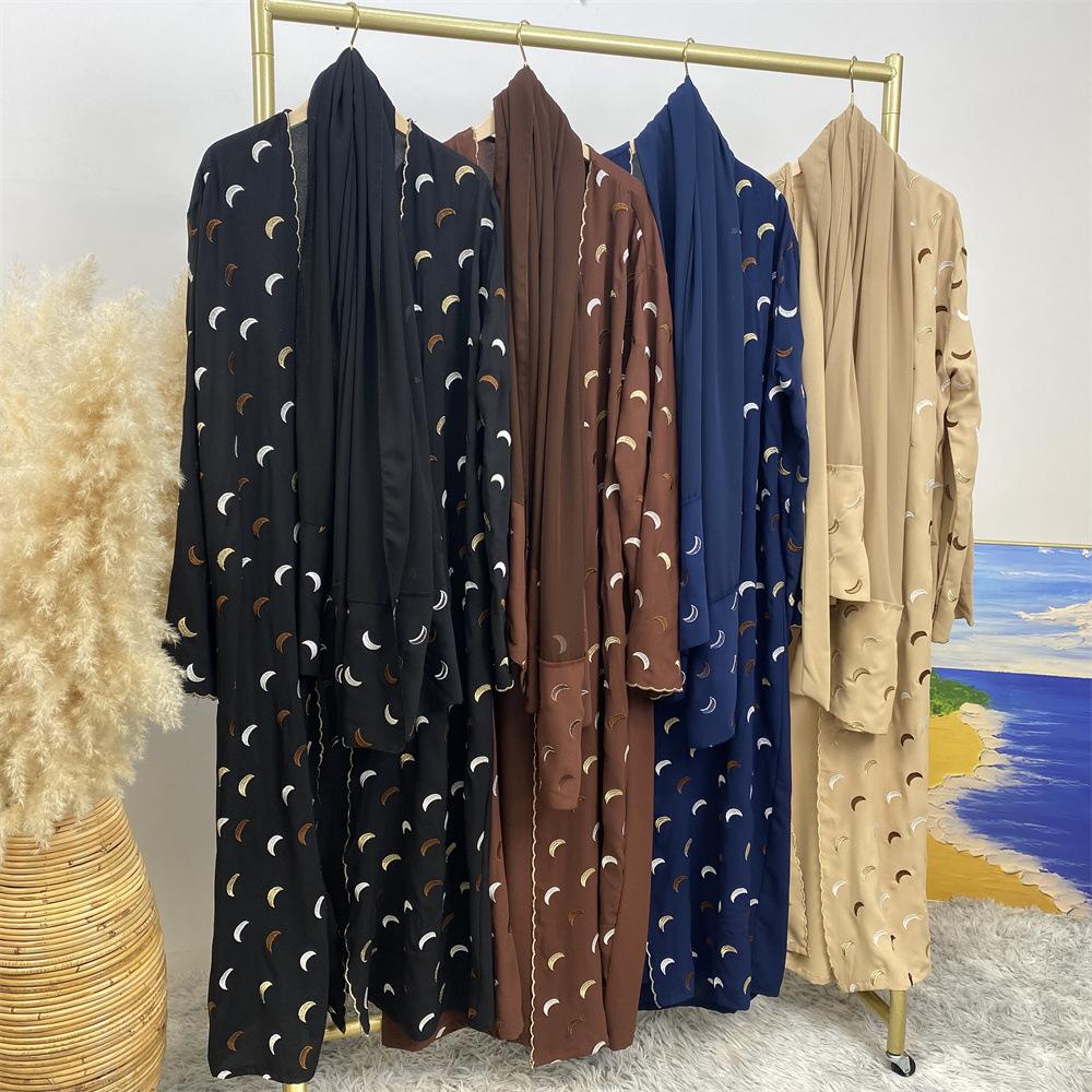 HASASERIES HS0927 Explosions Heavy Industry Embroidery Cardigan Abaya