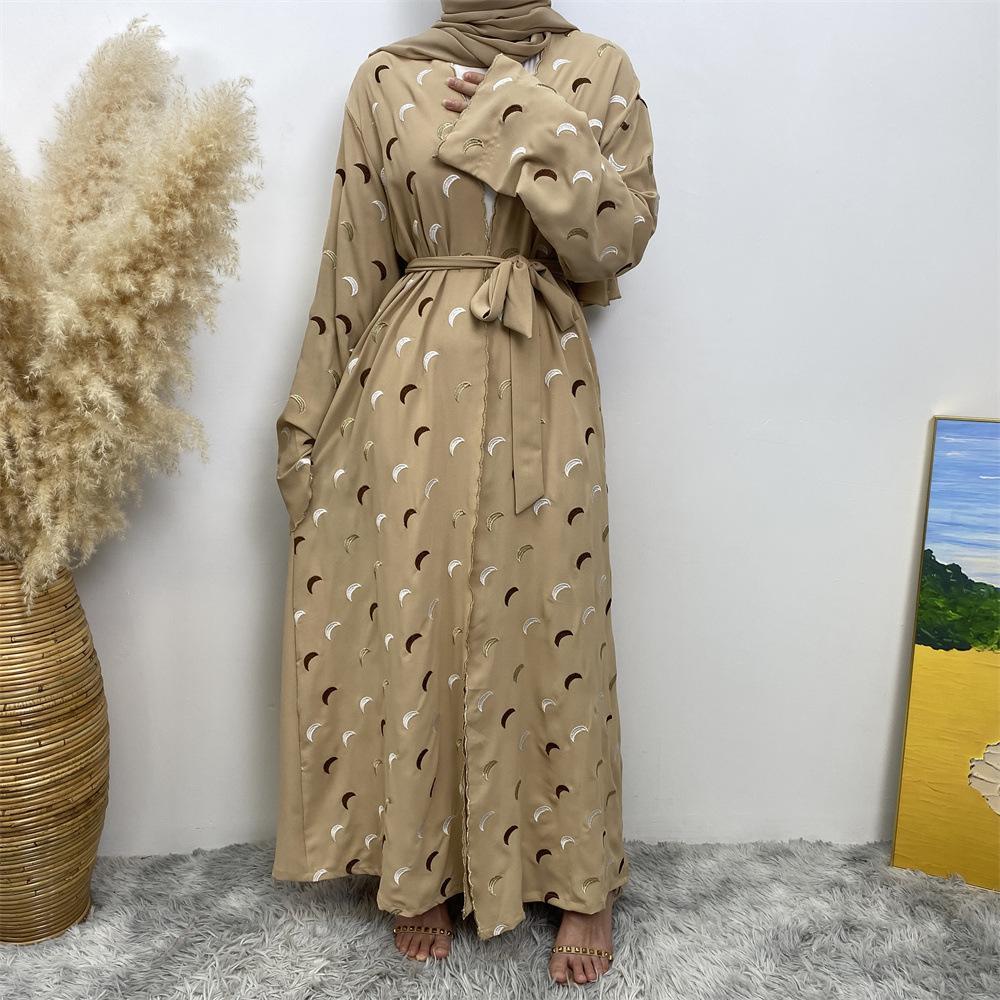HASASERIES HS0927 Explosions Heavy Industry Embroidery Cardigan Abaya