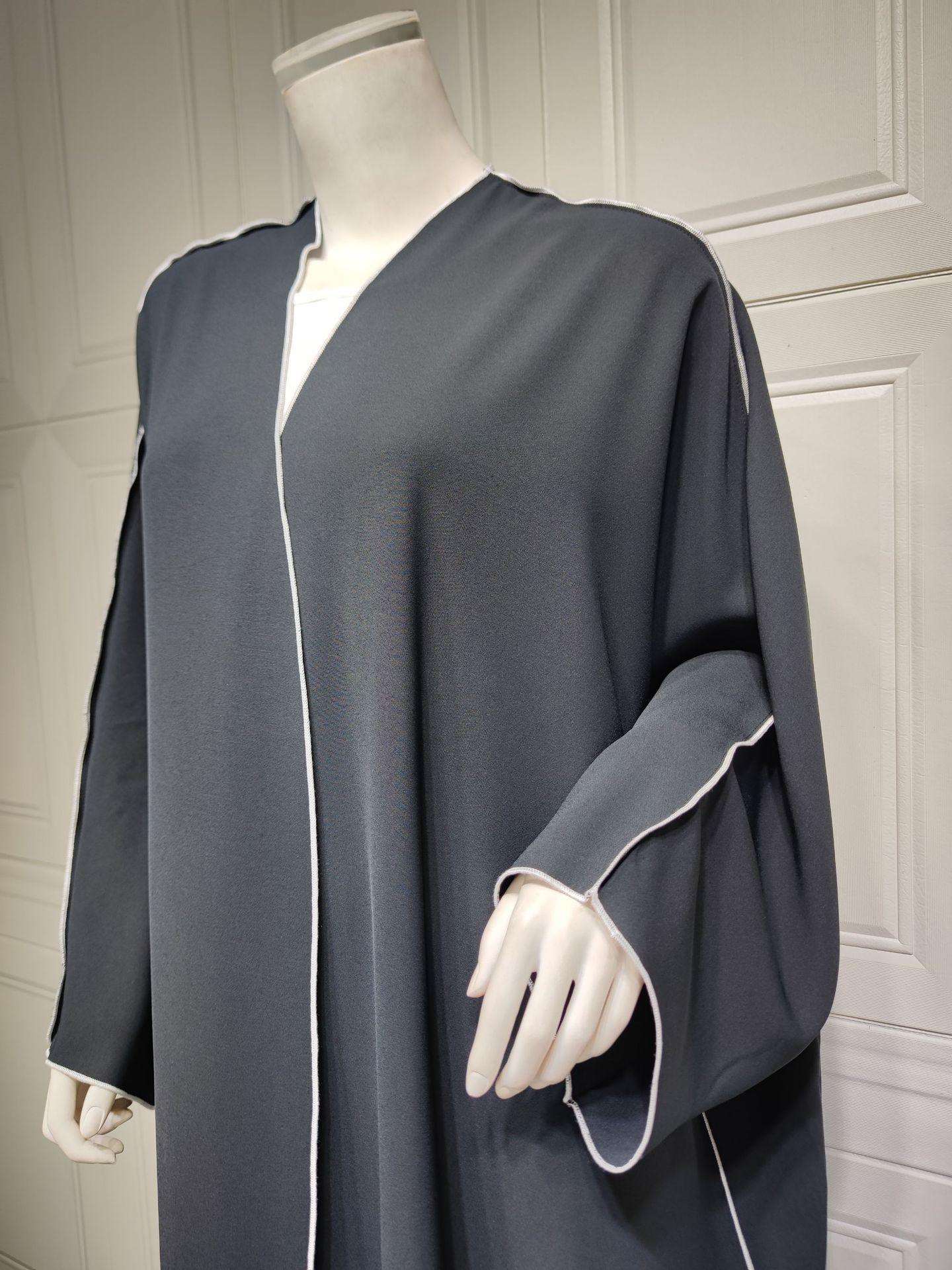 HASASERIES HS0677 White Panelled Abaya Robe