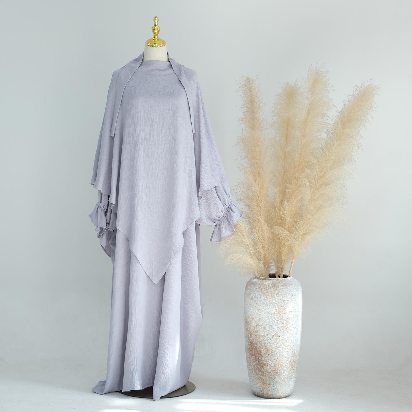 HASASERIES HS1043 2pcs Set Abaya with One Layer Khimar