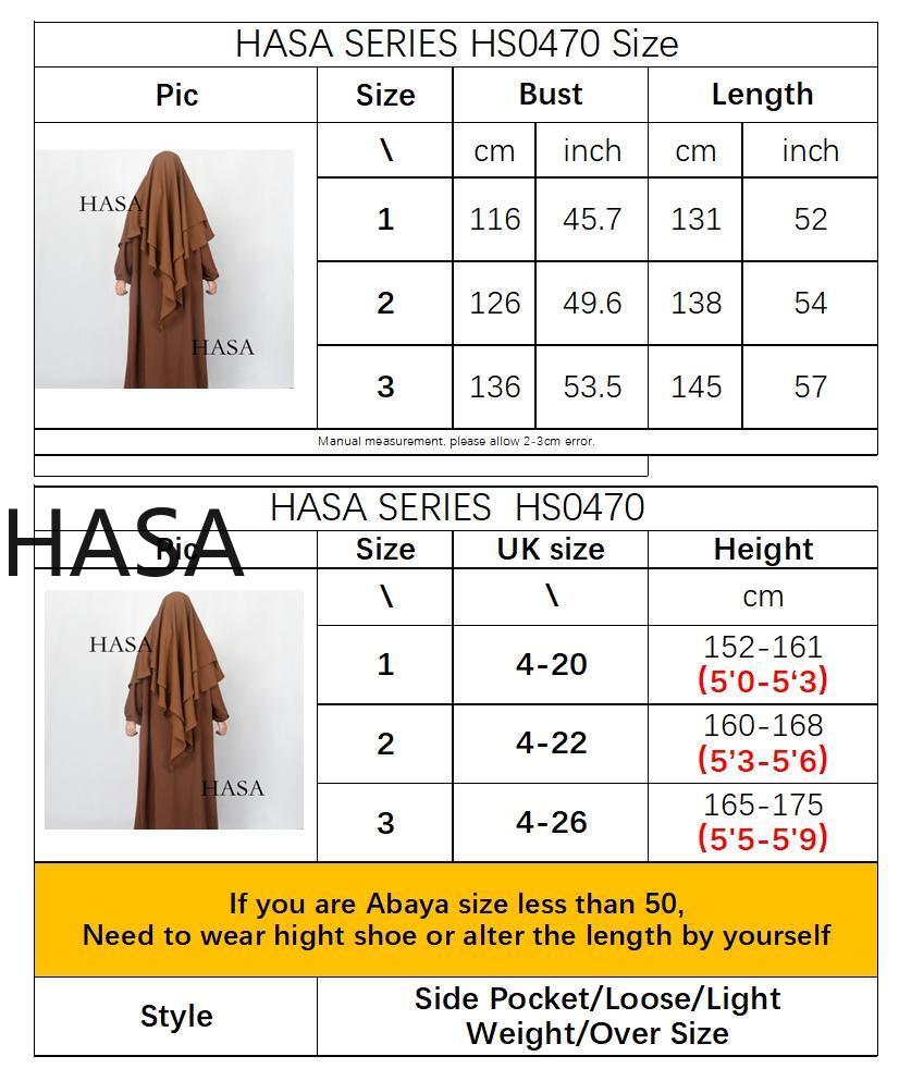 HASA HS0559 طقم عباية كريب مع جيوب وخمار متعدد الطبقات