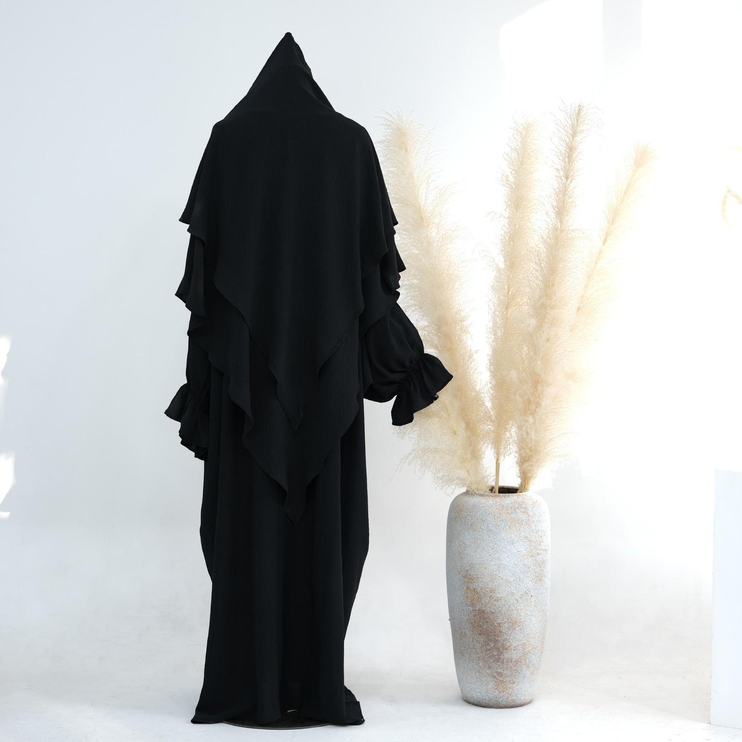 HASASERIES HS1044 2pcs Set Abaya with Two Layer Khimar
