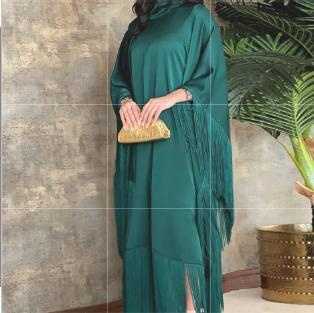 HS0467 Ladies Dolman Sleeve Tassel Kaftan High Fashion Dress modest party dress