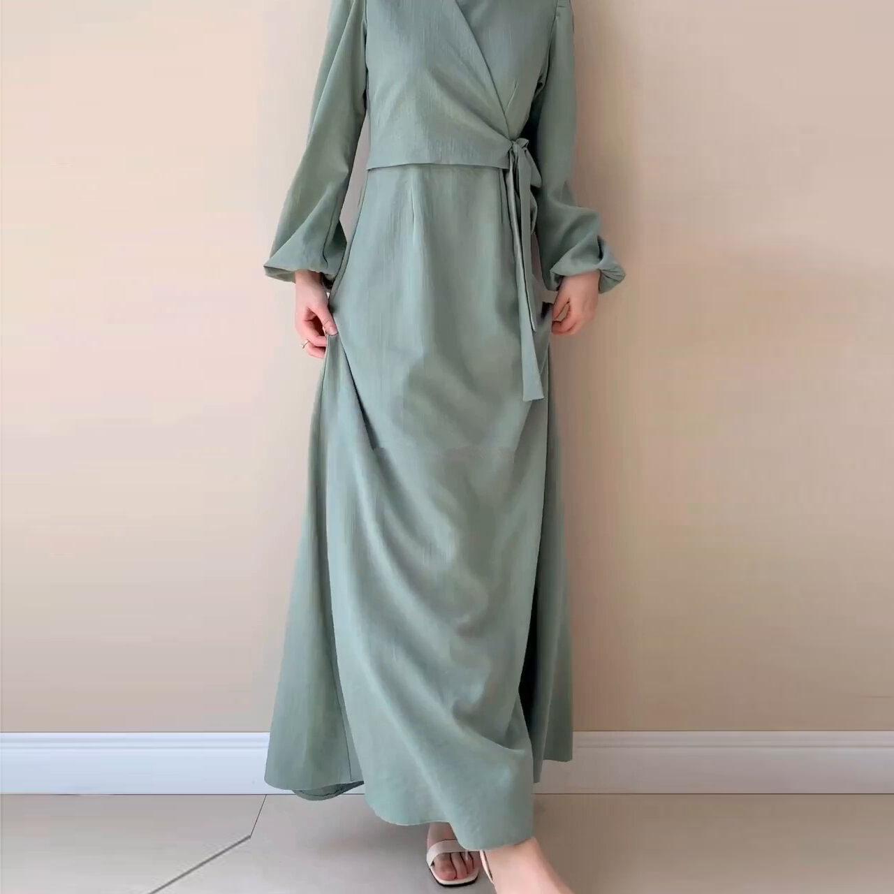 HASASERIES HS0759 Temperament Long Sleeve Fake Two-piece Lace-up Dress Long Skirt