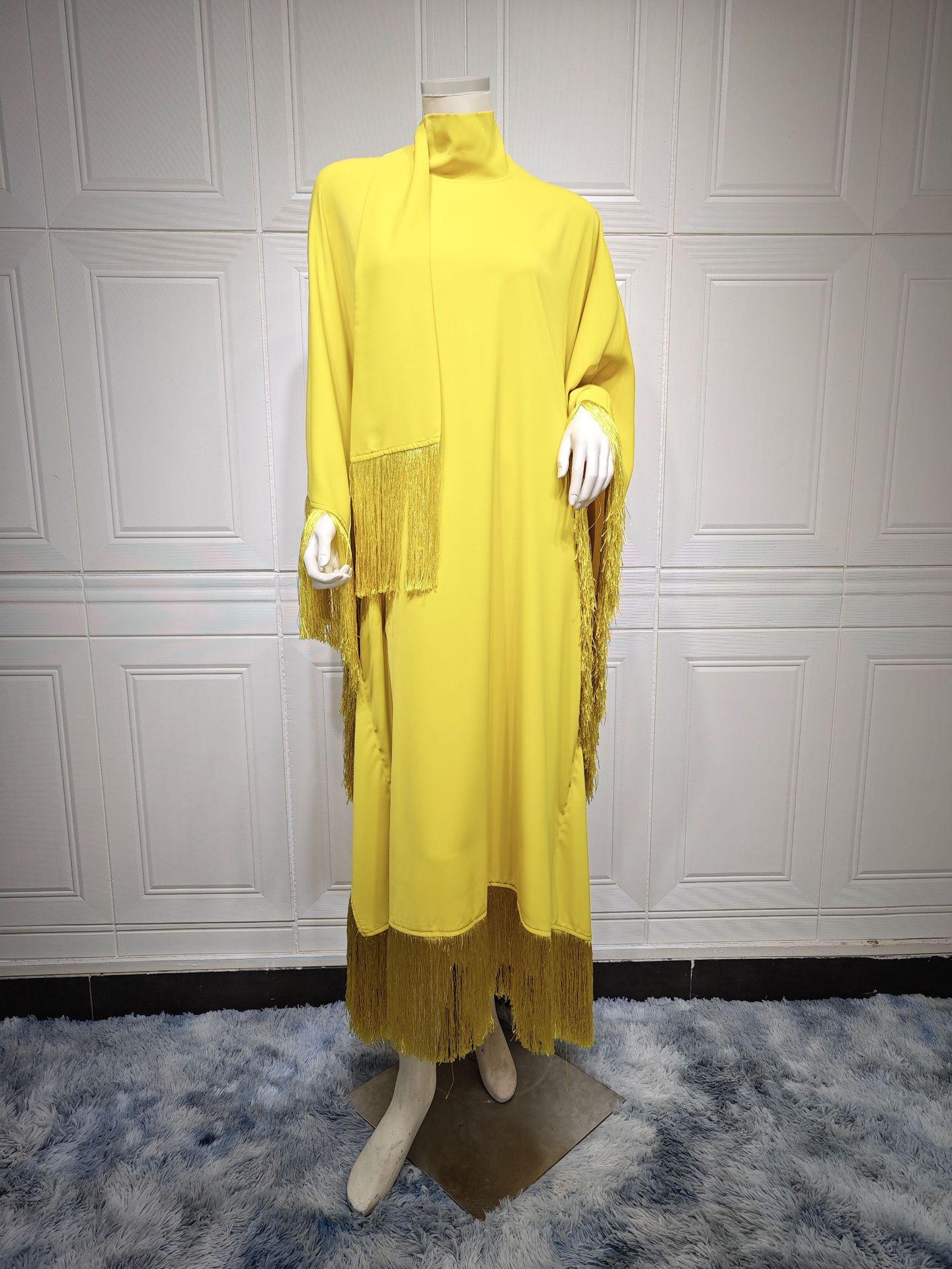 HS0467 Ladies Dolman Sleeve Tassel Kaftan High Fashion Dress modest party dress