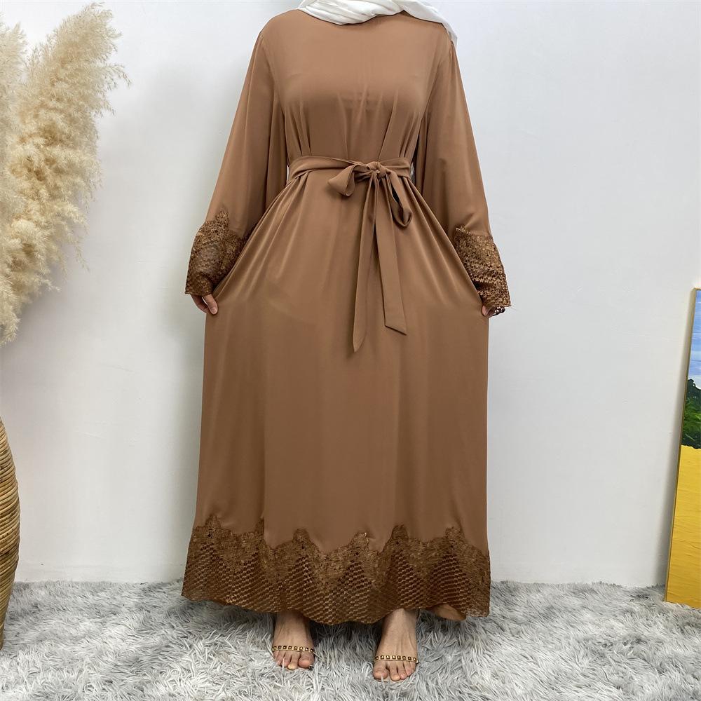 Robe longue en dentelle à la mode musulmane HASASERIES HS1084