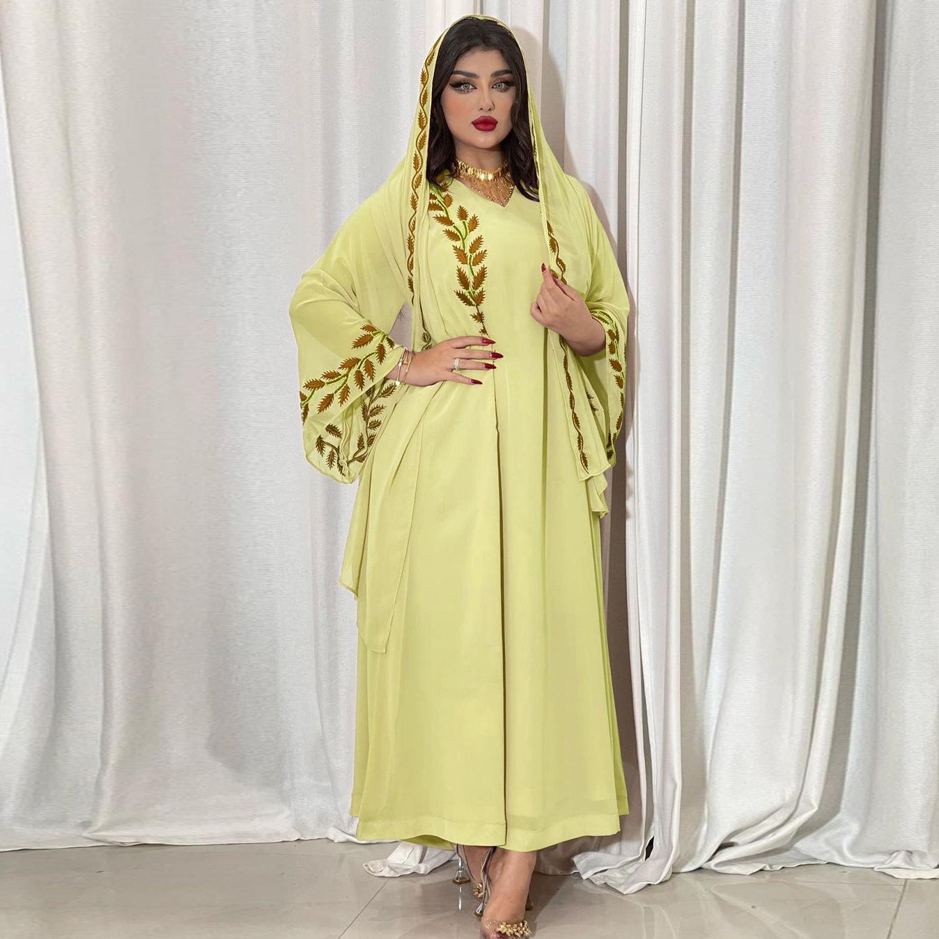 HASASERIES HS1050 2pcs Chiffon Long Muslim Dress with Hijab