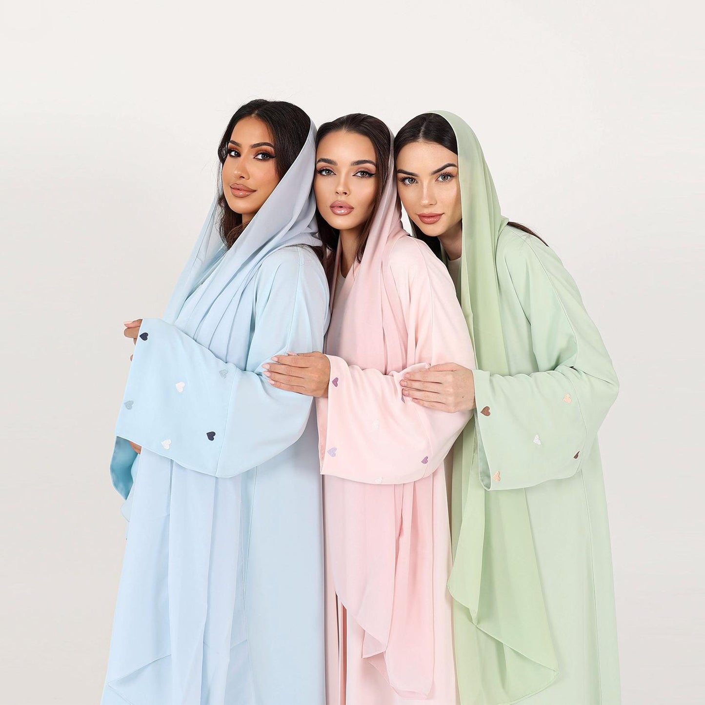 HS1502 Macaroon Color Summer Thin Sleeve Heart Embroidered Robe Cardigan