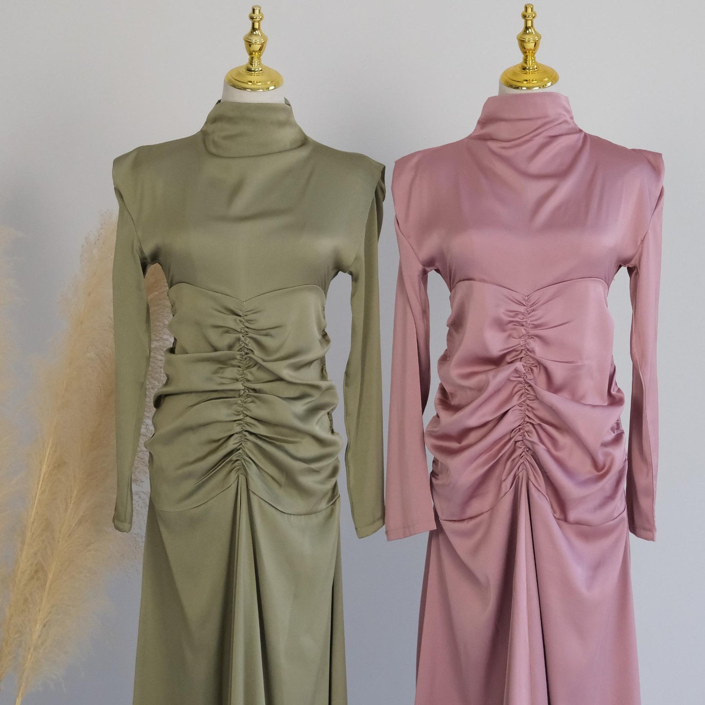 Robe de chambre amincissante à col montant de couleur unie HASASERIES HS1020