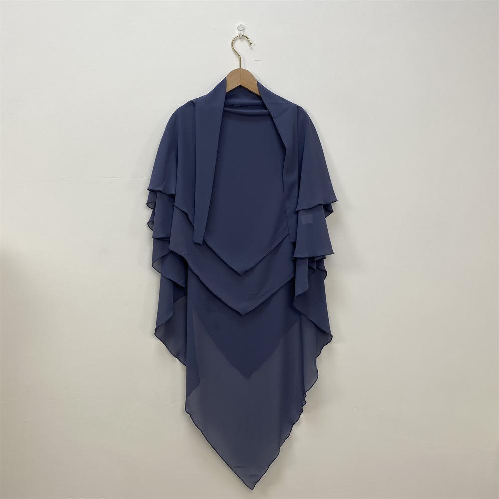 HS0453 Solid Color Chiffon Turban Middle East Dubai Turkey Solid Color Double Layer Big Turban
