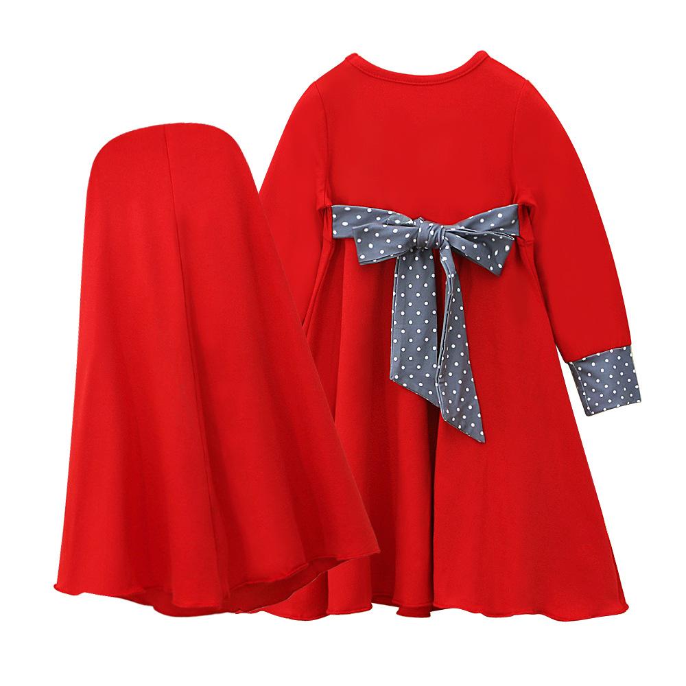 HASASERIES HS1195 Ensemble 2 pièces, Abaya pour enfant avec Khimar une couche.
