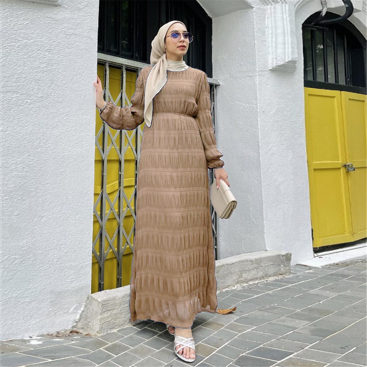 HASASERIES HS1049 Long Chiffon Pleated Dress