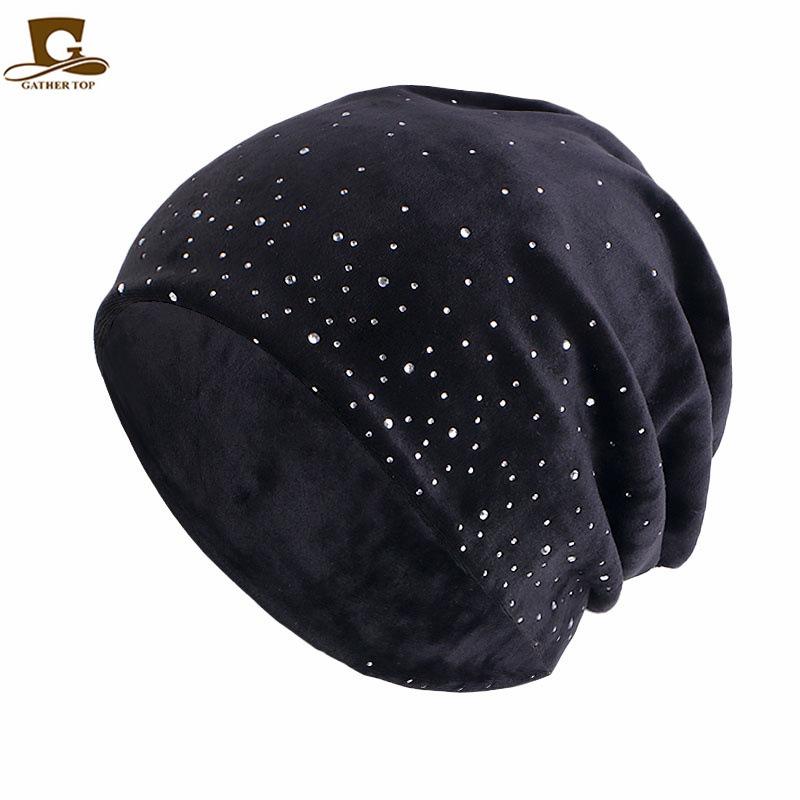 HASASERIES HS1091 Full Sky Star Diamond Muslim Headband Hat