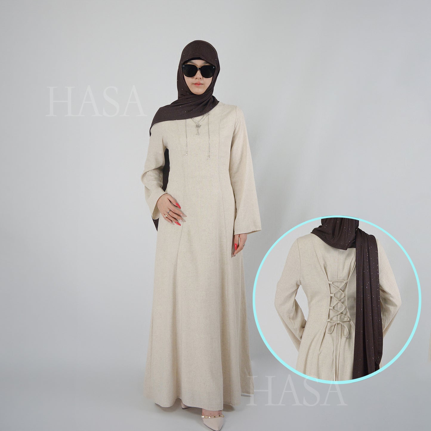 تنورة طويلة أنيقة من HASA HS5866 برباط خصر وتصميم واسع متأرجح