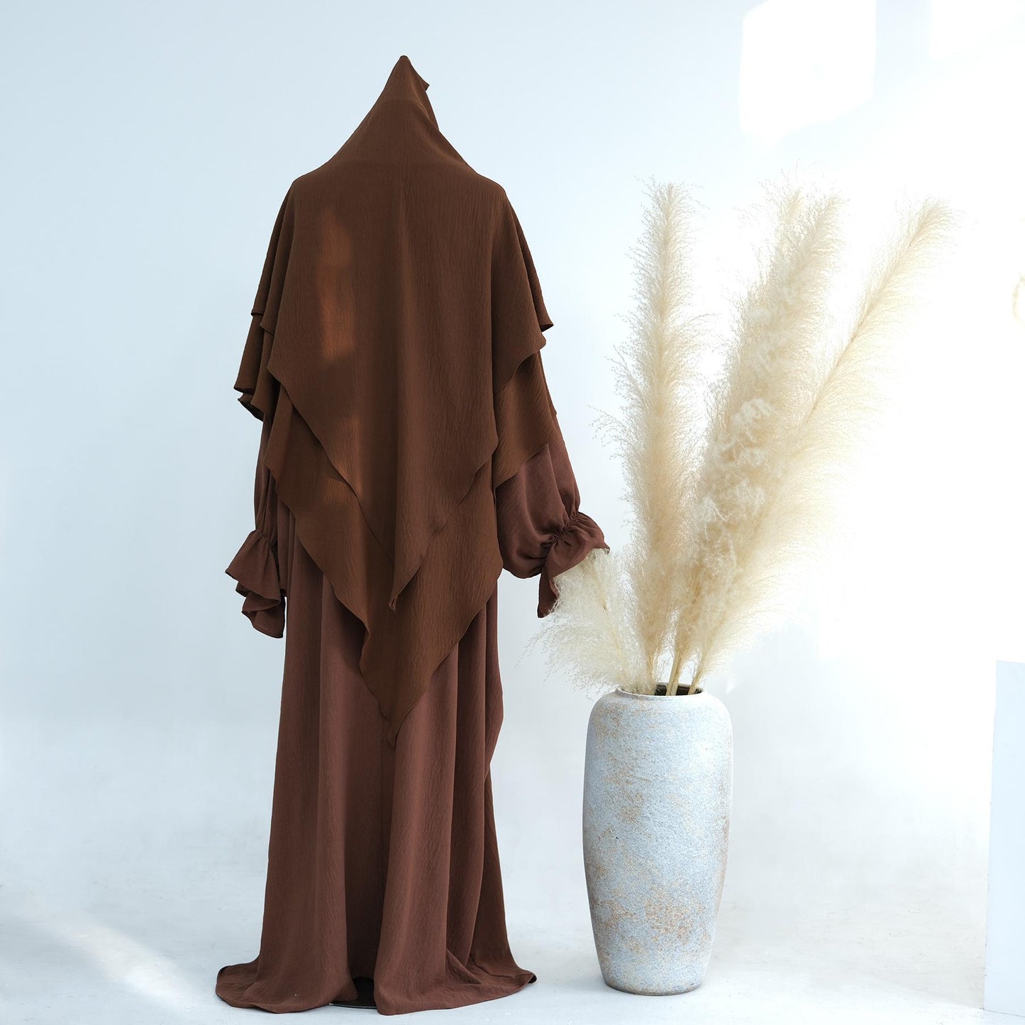 HASASERIES HS1044 2pcs Set Abaya with Two Layer Khimar