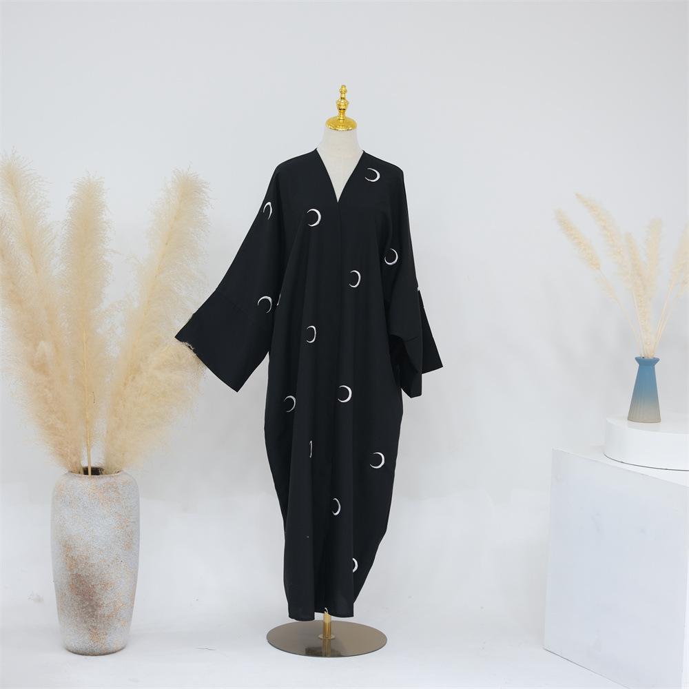 HASASERIES HS0935 Moon Embroidered Elegant Cardigan Abaya