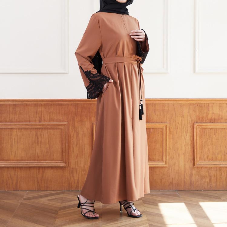 HASASERIES HS0627 Embroidered Sequin Cuff Robe
