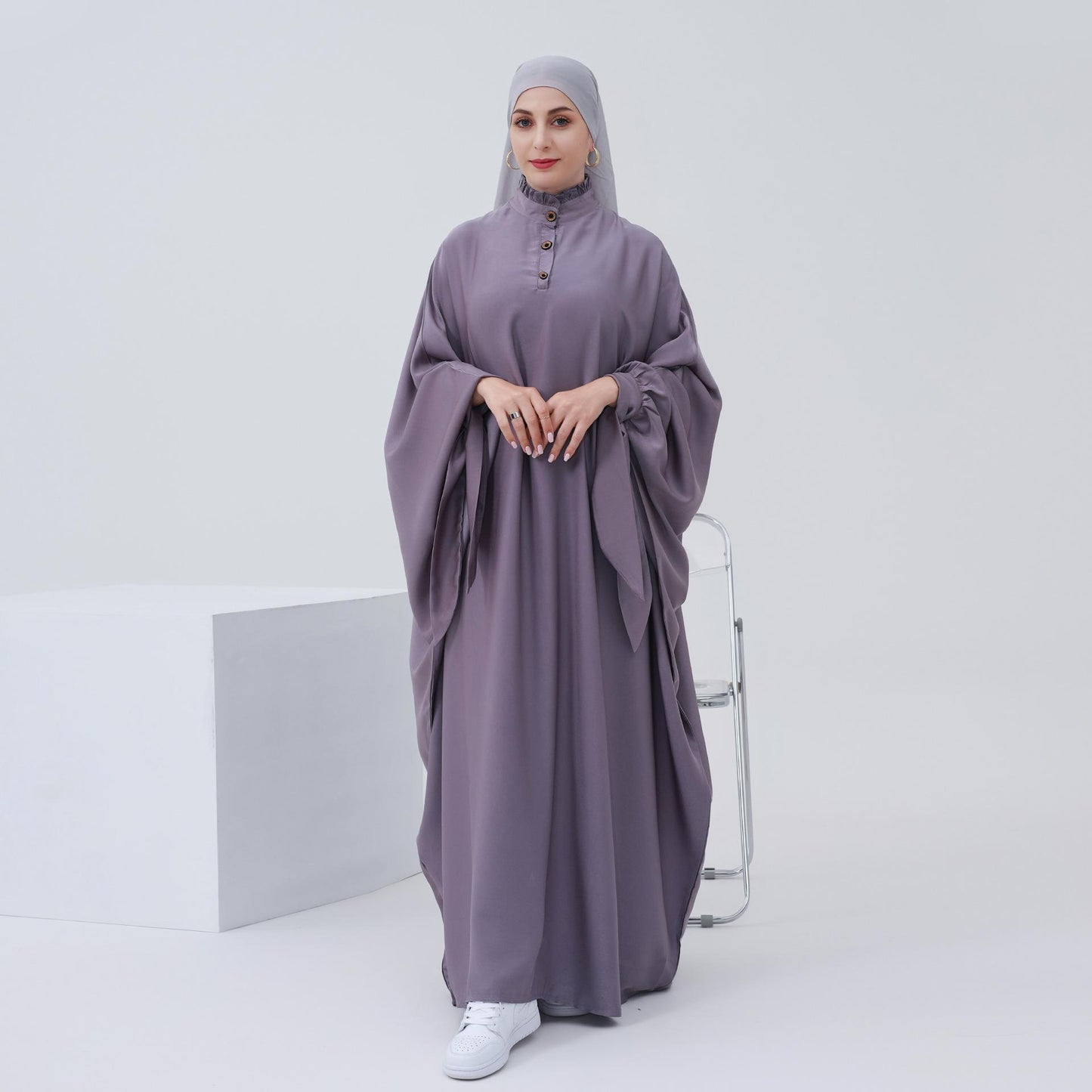 HASASERIES HS0716 Large Swing Solid Robe Dress