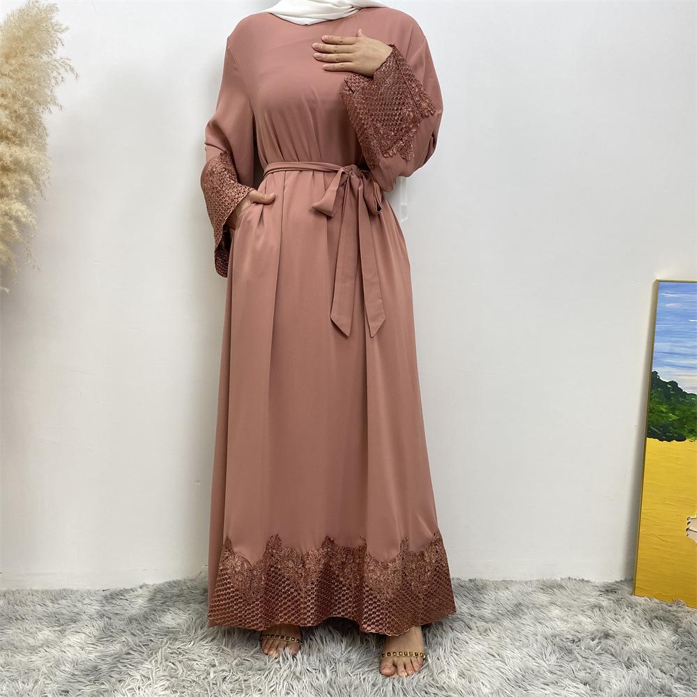 Robe longue en dentelle à la mode musulmane HASASERIES HS1084