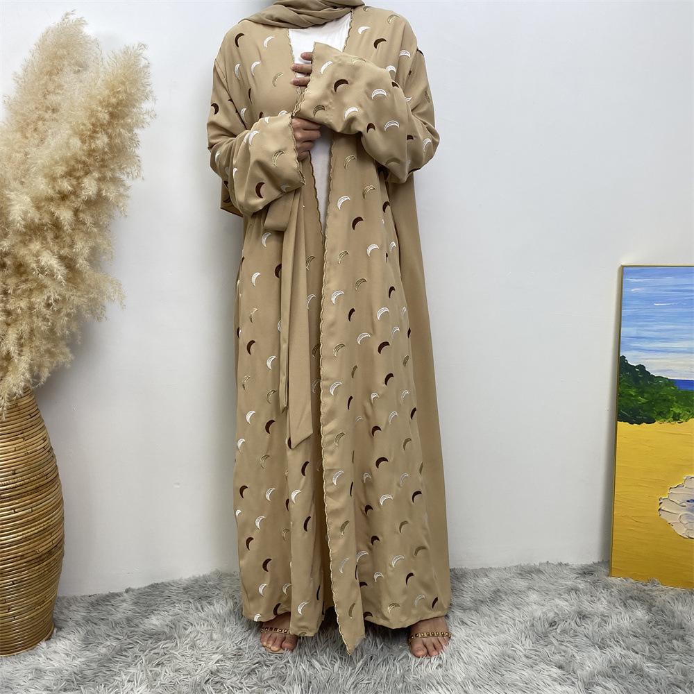 HASASERIES HS0927 Explosions Heavy Industry Embroidery Cardigan Abaya