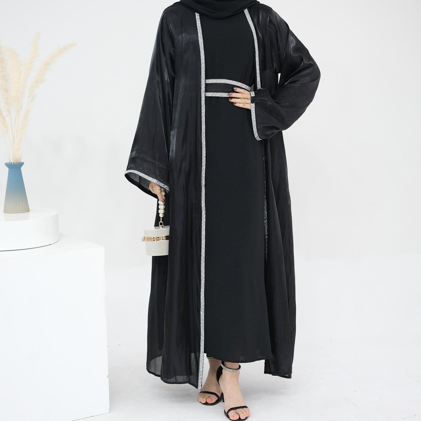 HASASERIES HS1184 Ensemble 2 pièces cardigan + robe intérieure
