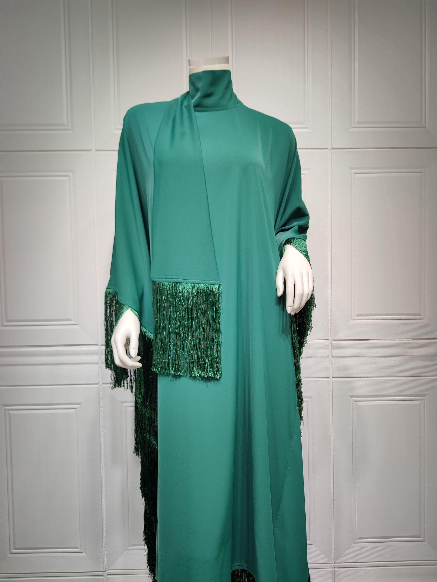 HS0467 Ladies Dolman Sleeve Tassel Kaftan High Fashion Dress modest party dress