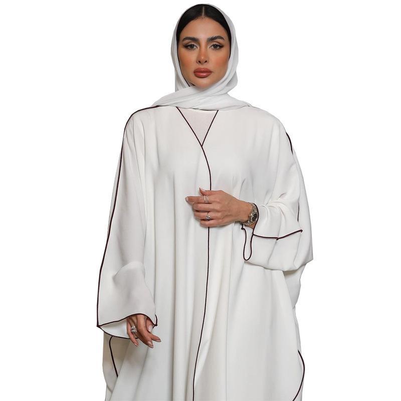 HASASERIES HS0677 White Panelled Abaya Robe