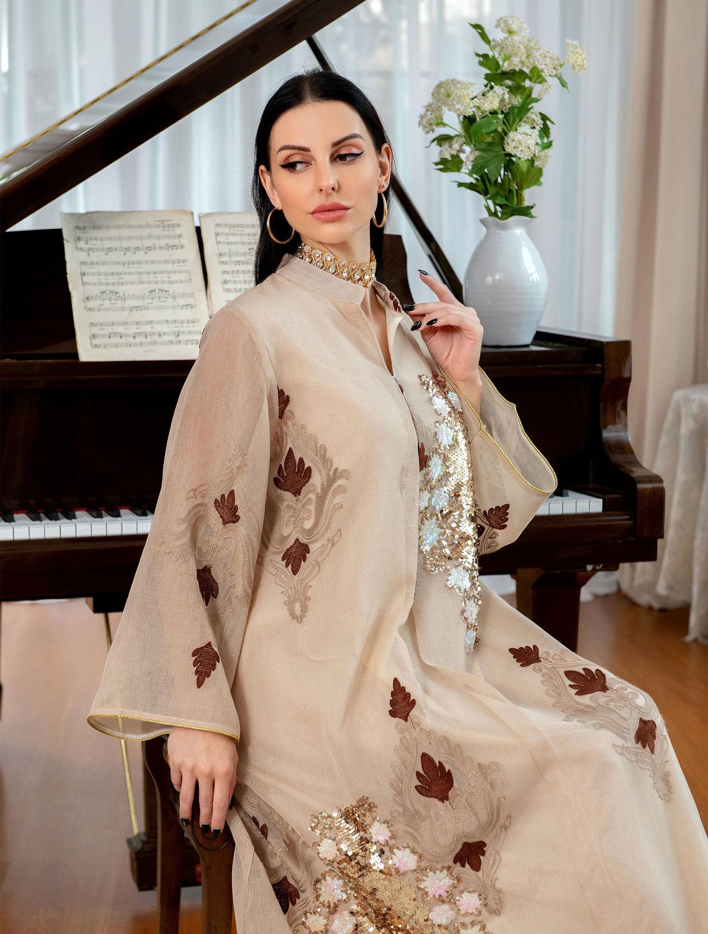 HASASERIES HS0443 Muslim Embroidered Dress