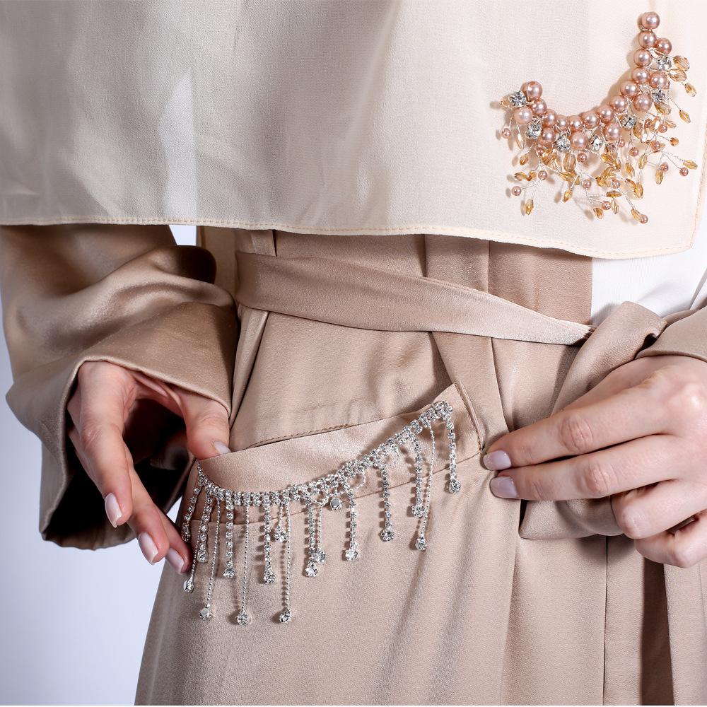 HASASERIES HS0432 Solid Color Wide Cuff Cardigan Lace-up Dress