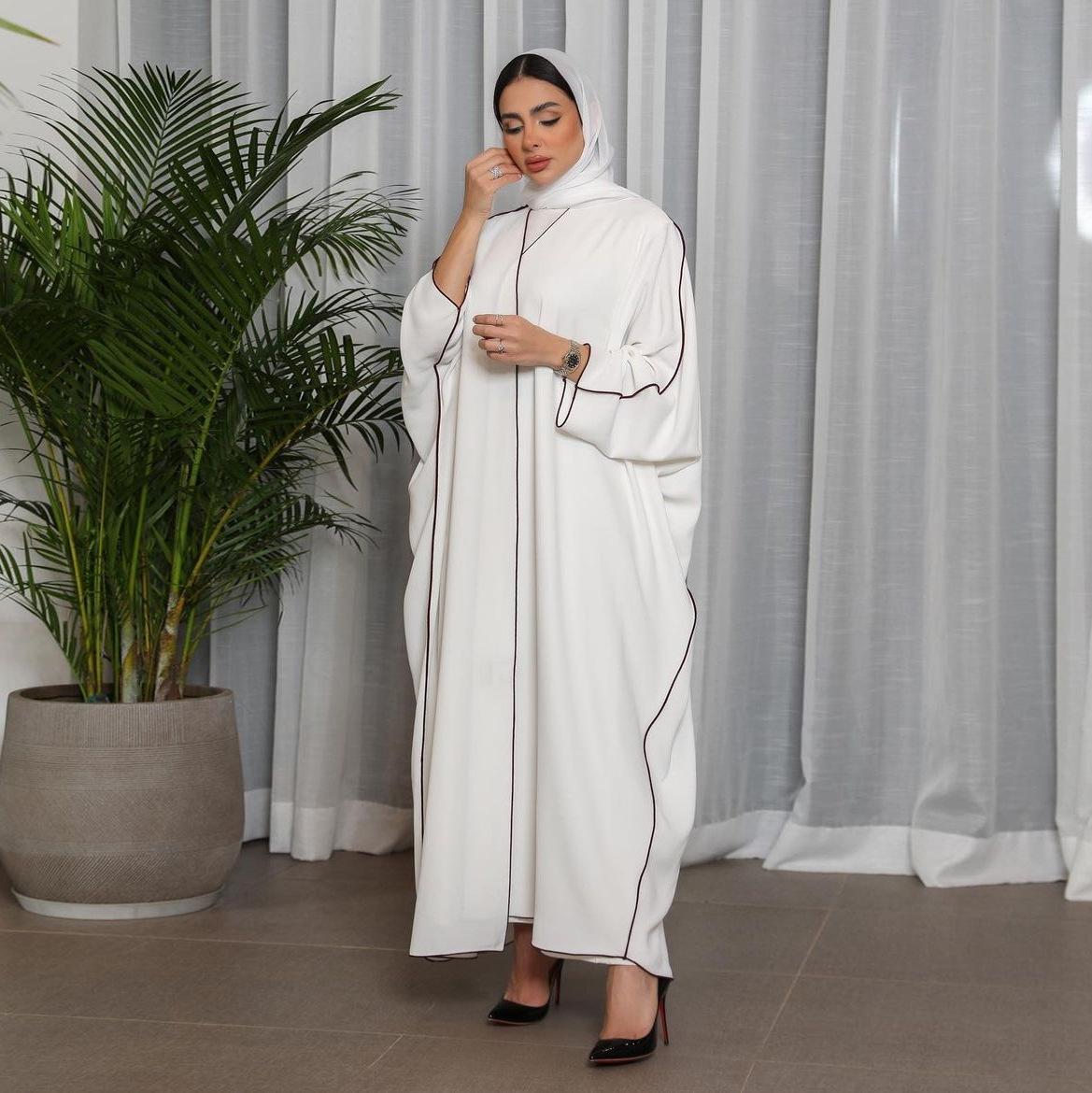 HASASERIES HS0677 White Panelled Abaya Robe