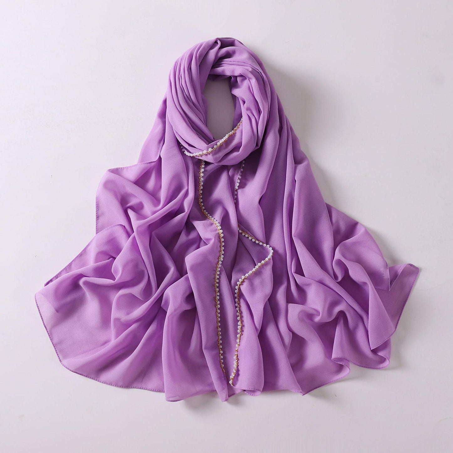 HASASERIES HS1116 Pearl Chiffon Headband Hijab