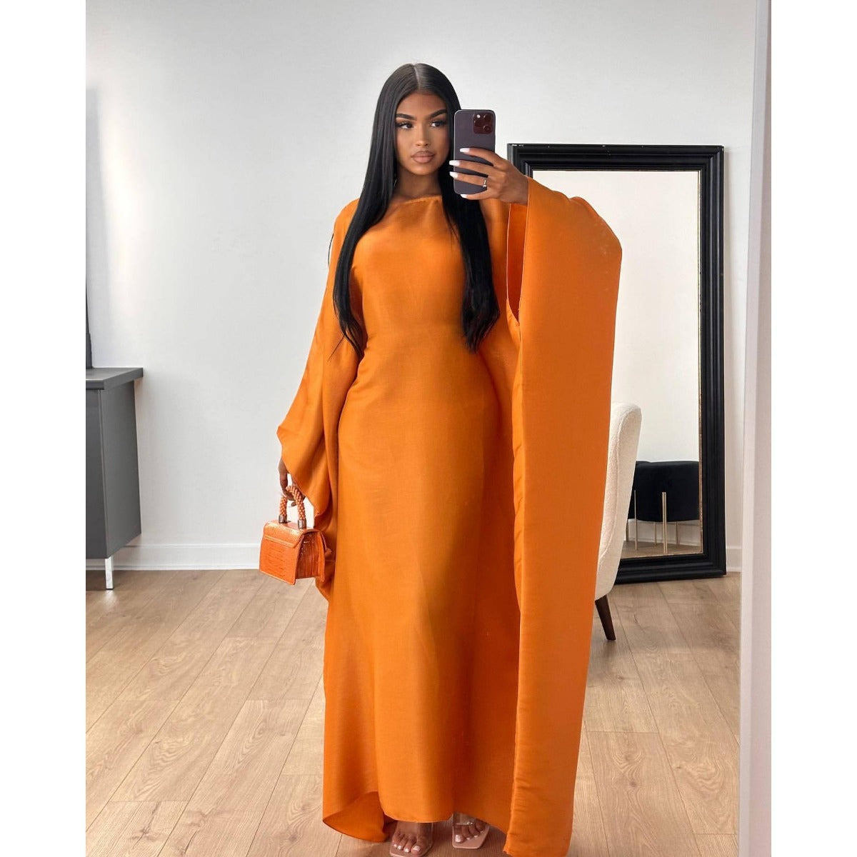 HS1348 Elegant Kaftan in Gold Cotton – 20 Vibrant Colors Available
