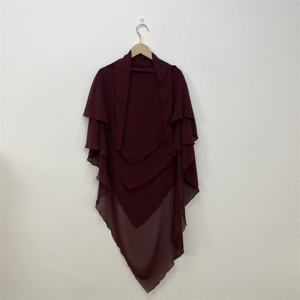 HS0453 Solid Color Chiffon Turban Middle East Dubai Turkey Solid Color Double Layer Big Turban