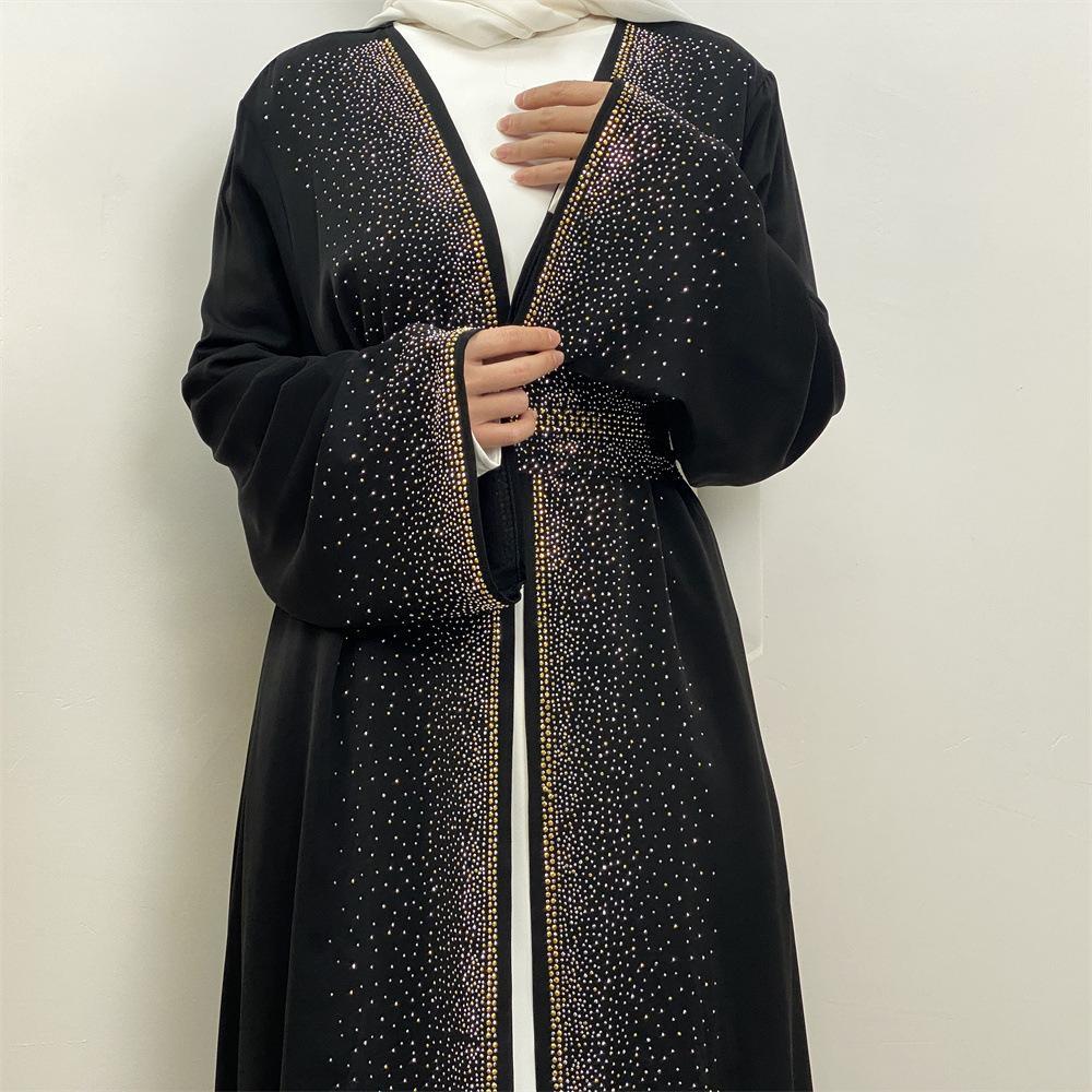 HASASERIES HS1086 Cardigan à lacets avec poche et motif diamant