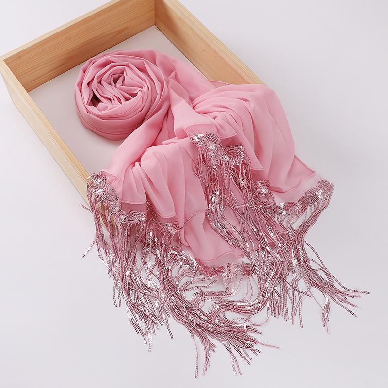HASASERIES HS1139 Pearl Chiffon Scarf