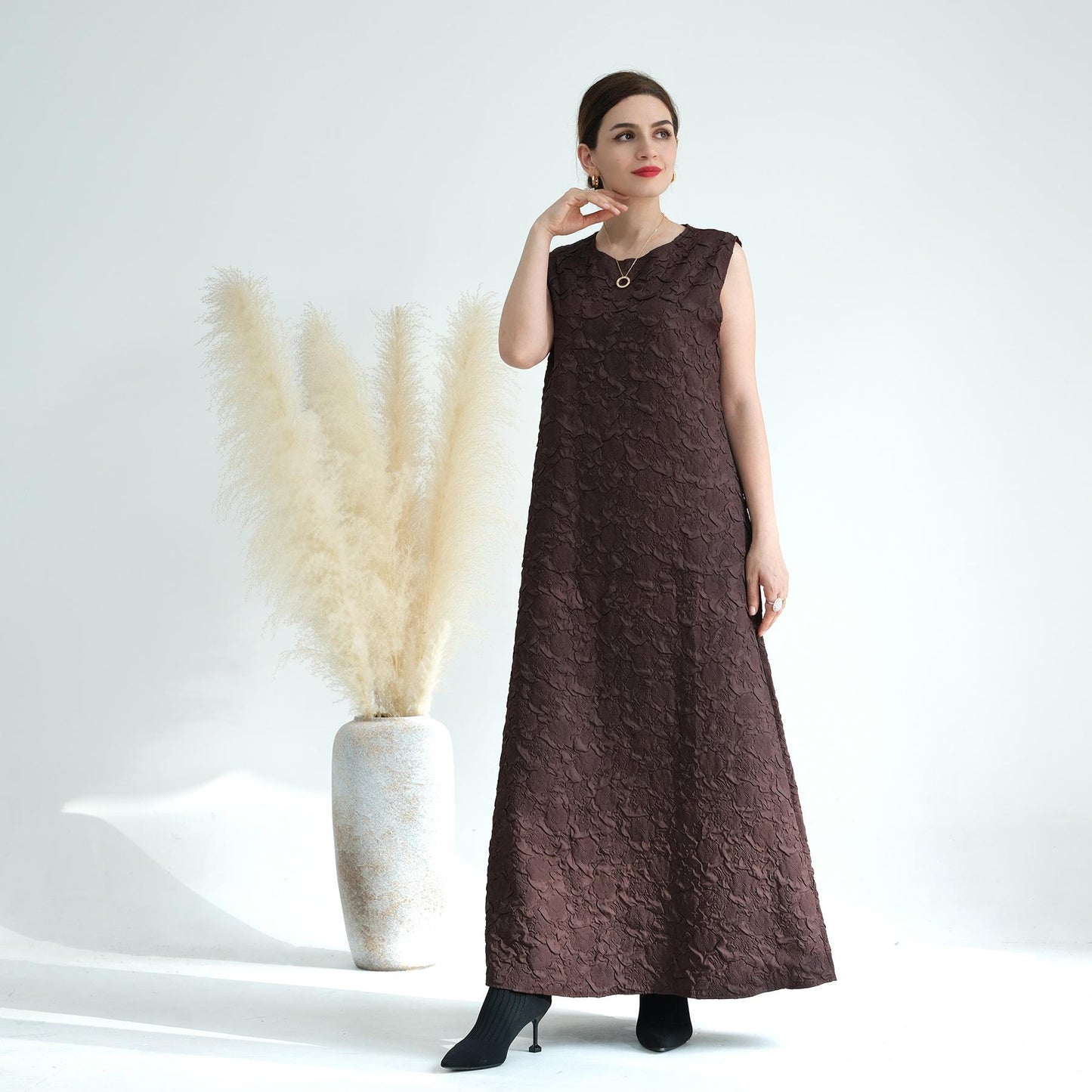 HASASERIES HS0719 Cardigan with Vest Dress Abaya Robe