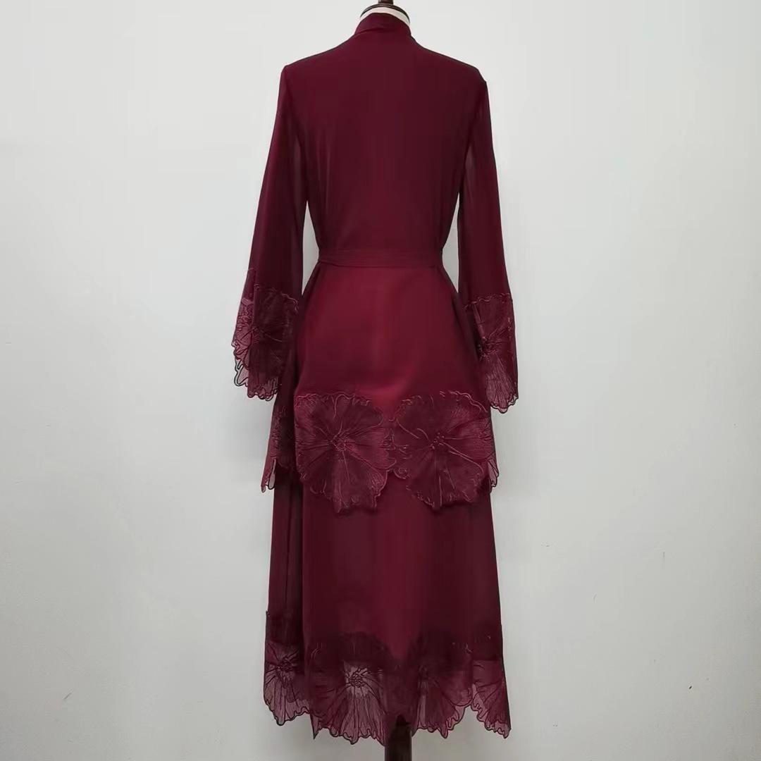 HASASERIES HS1025 1pcs Lace Embroidery Double-Layer Cardigan