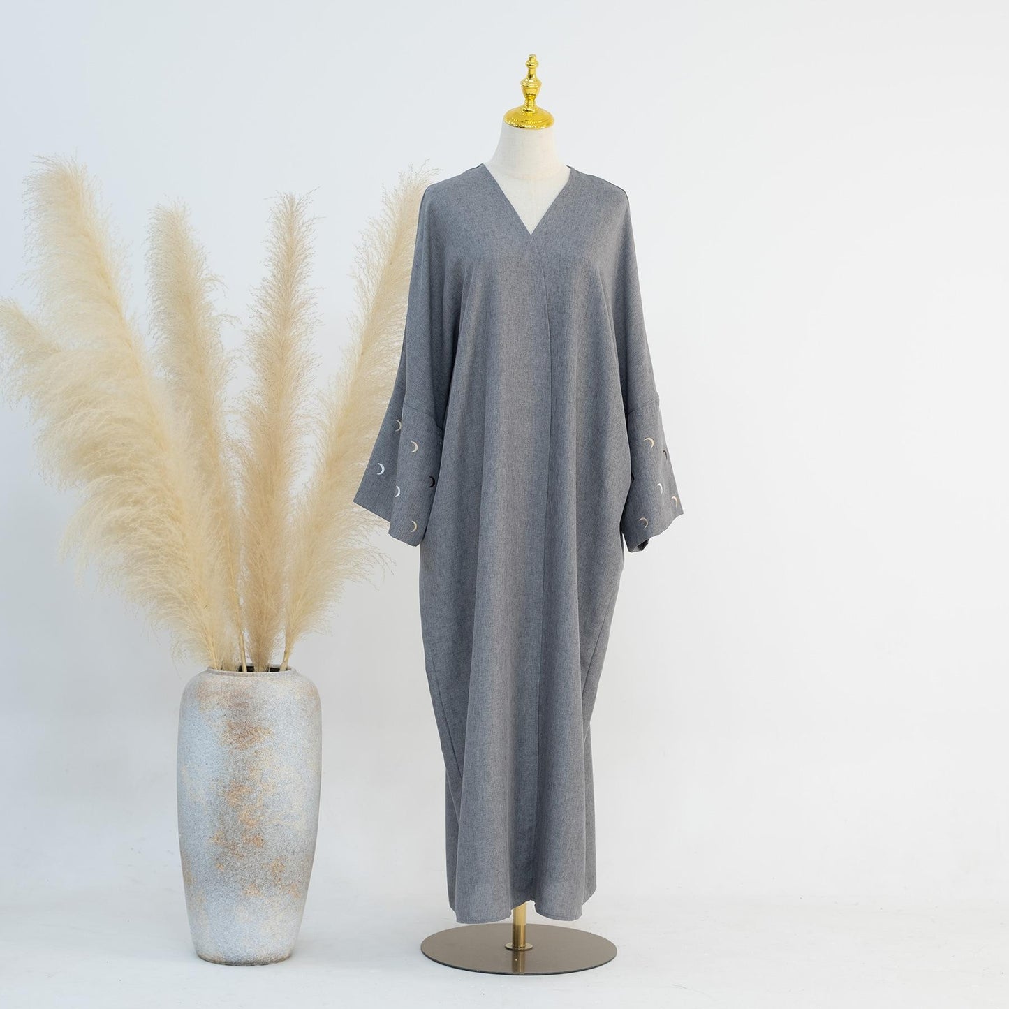 HASASERIES HS0934 Cardigan élégant brodé Abaya avec hijab