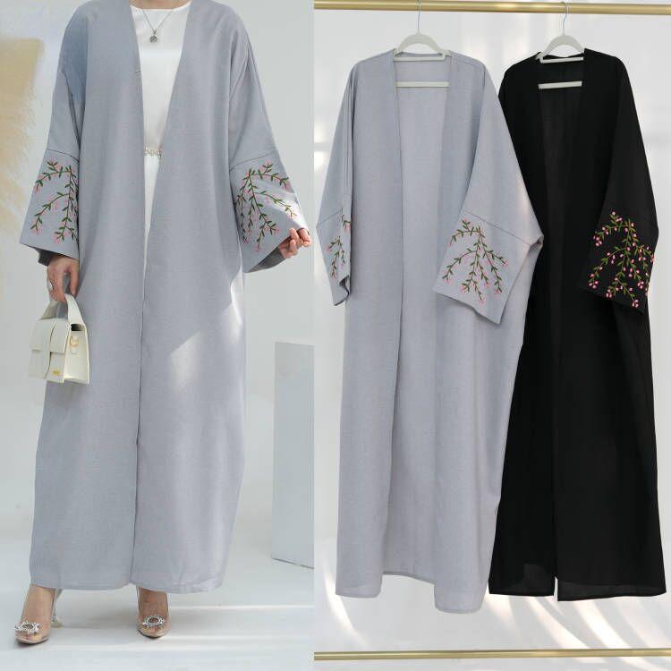 Robe cardigan élégante brodée de fleurs HASASERIES HS1046