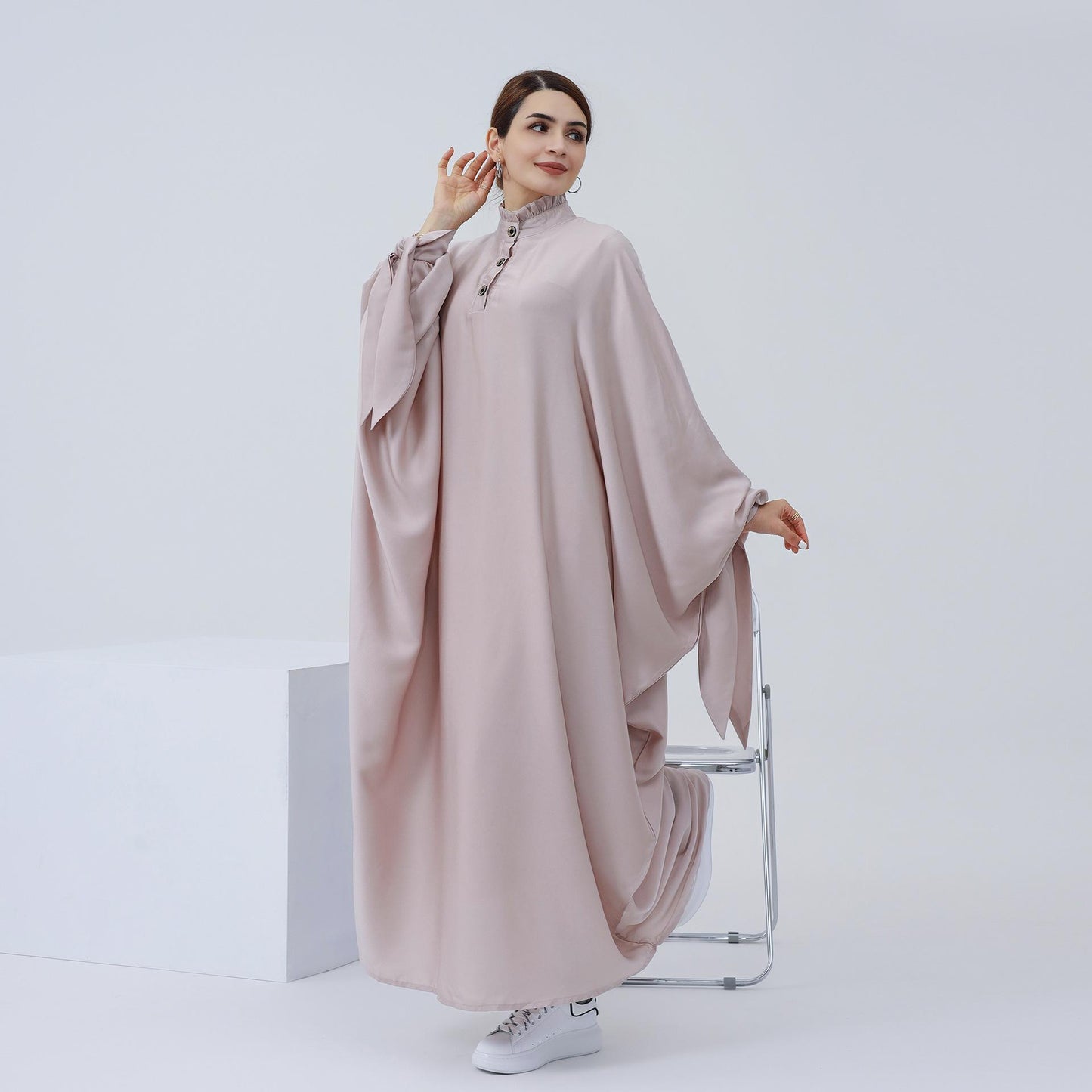 HASASERIES HS0716 Large Swing Solid Robe Dress