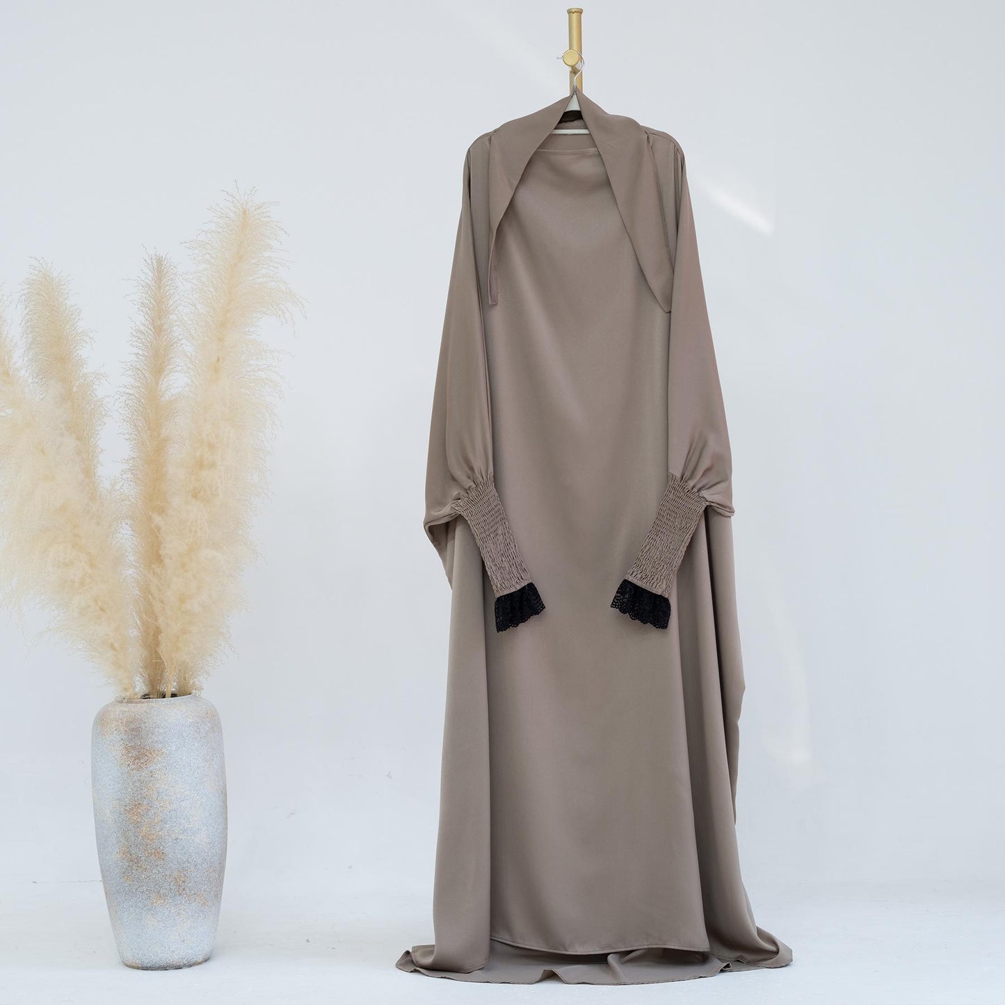 HASASERIES HS0721 Solid Color Robe Dress with A Large Swing