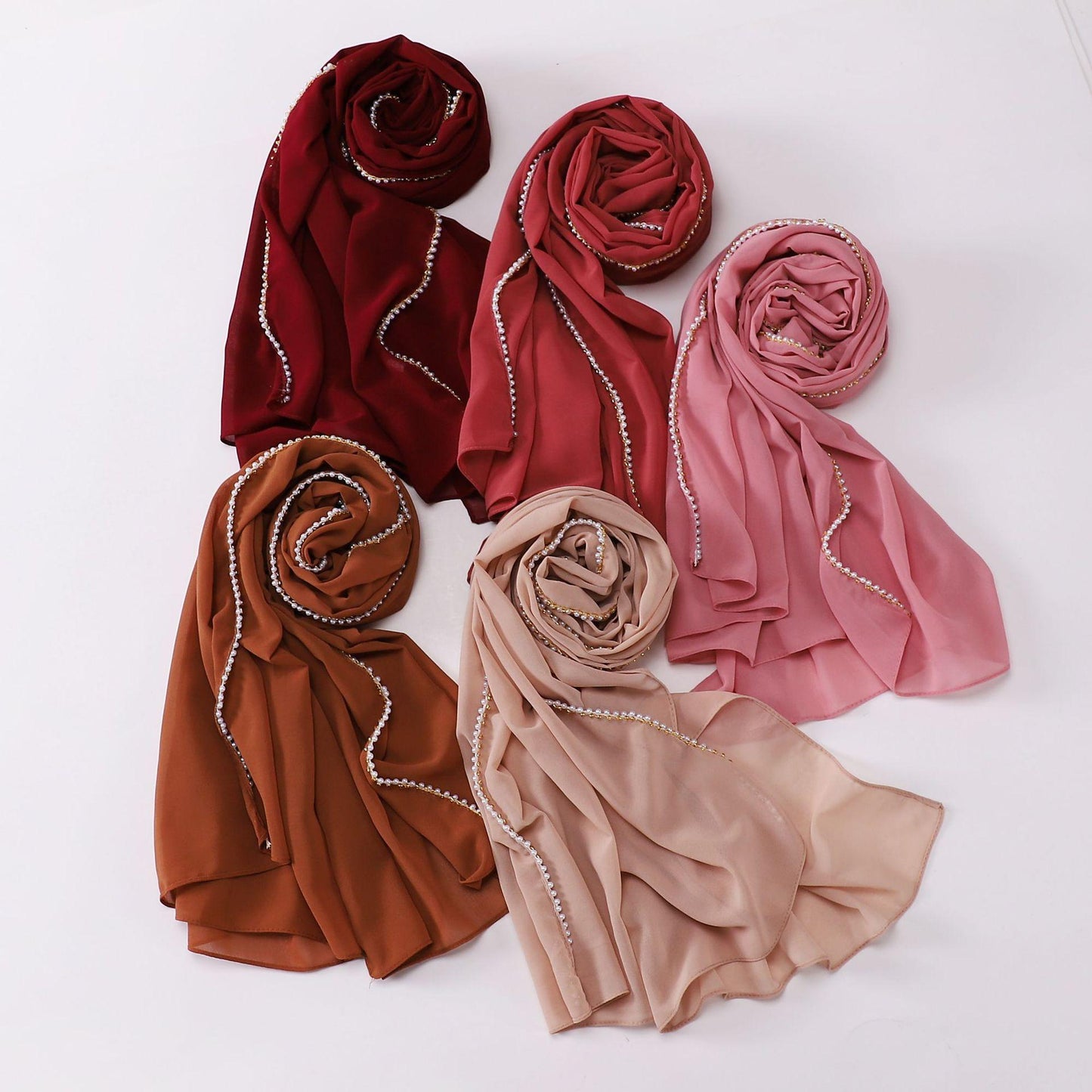 HASASERIES HS1116 Pearl Chiffon Headband Hijab