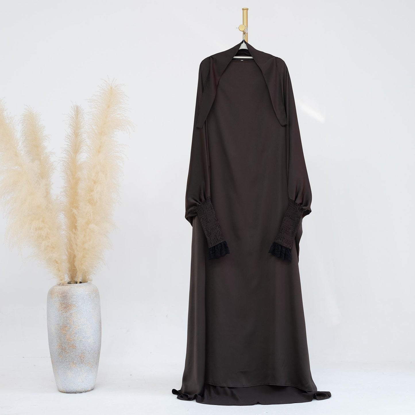 HASASERIES HS0721 Solid Color Robe Dress with A Large Swing