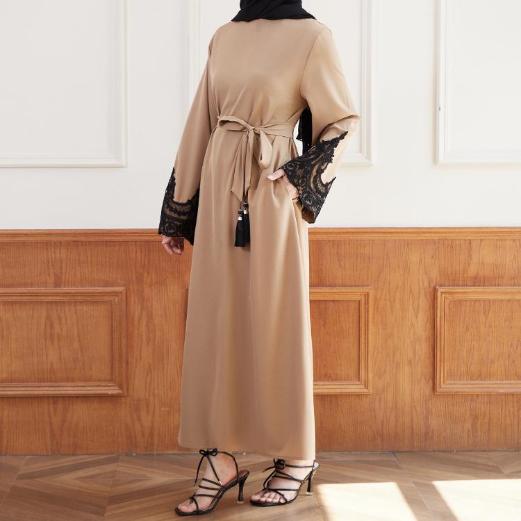 HASASERIES HS0627 Embroidered Sequin Cuff Robe