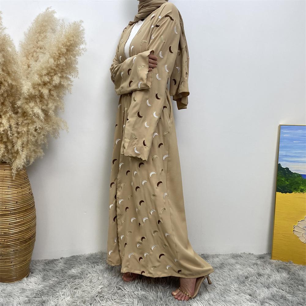 HASASERIES HS0927 Explosions Heavy Industry Embroidery Cardigan Abaya