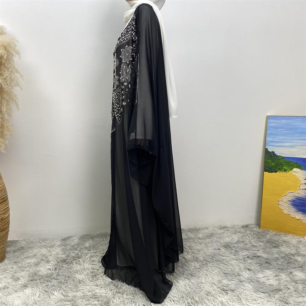 Robe cardigan musulmane à strass HASASERIES HS1085